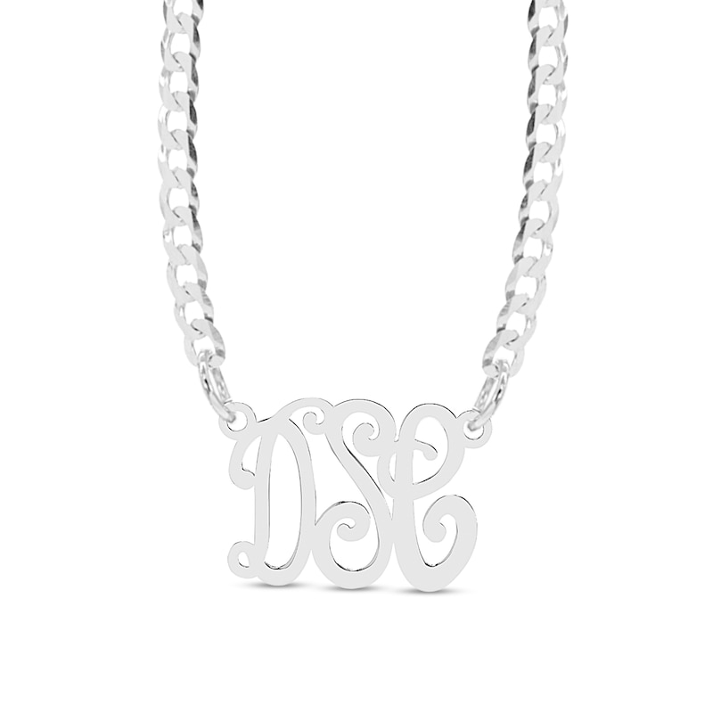 Main Image 1 of Sterling Silver Script Monogram Cable Chain