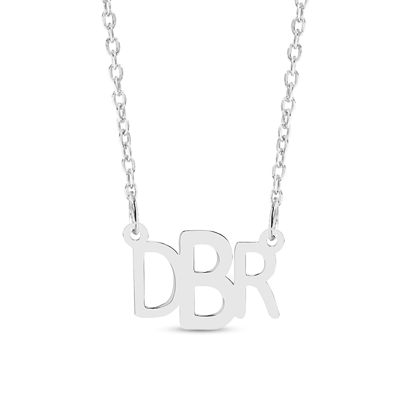 Main Image 1 of Sterling Silver Block Monogram Cable Chain