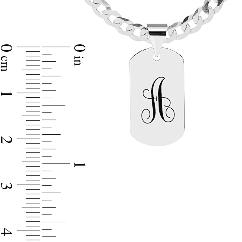 Sterling Silver Initial Dog Tag Curb Chain 