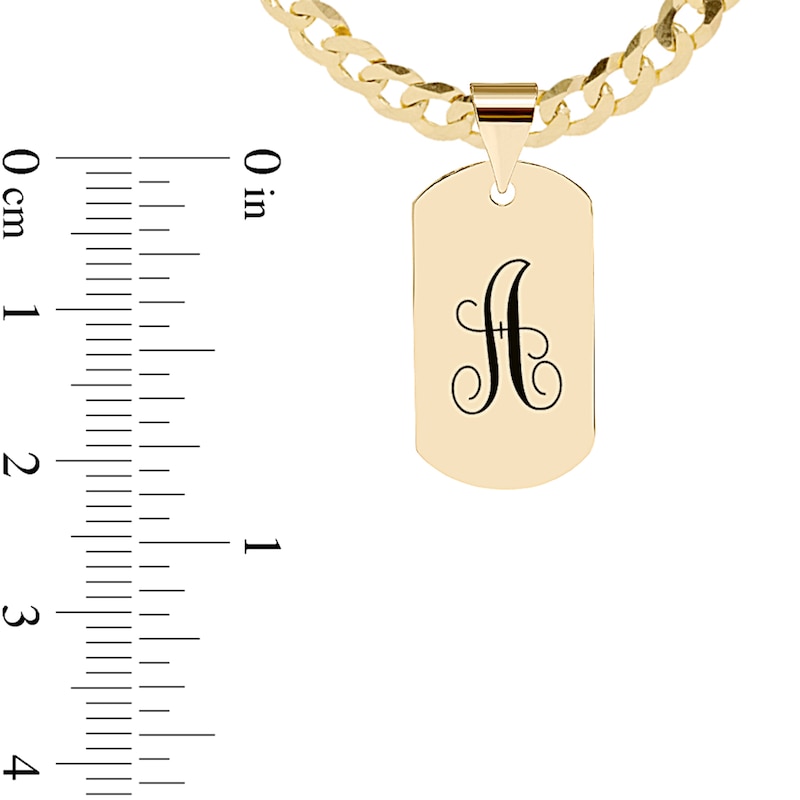 ​​​​​​​14K Gold Plate Initial Dog Tag Curb Chain