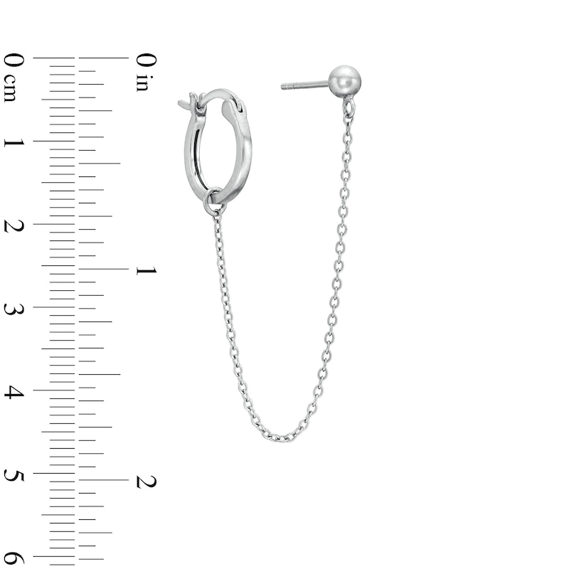 ​​​​​​​Sterling Silver Ball and Hoop Cable Chain Double Earring