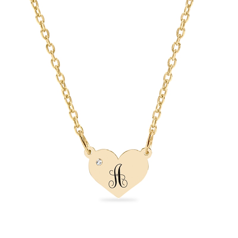 14K Gold Plate Birthstone Heart Initial Cable Chain