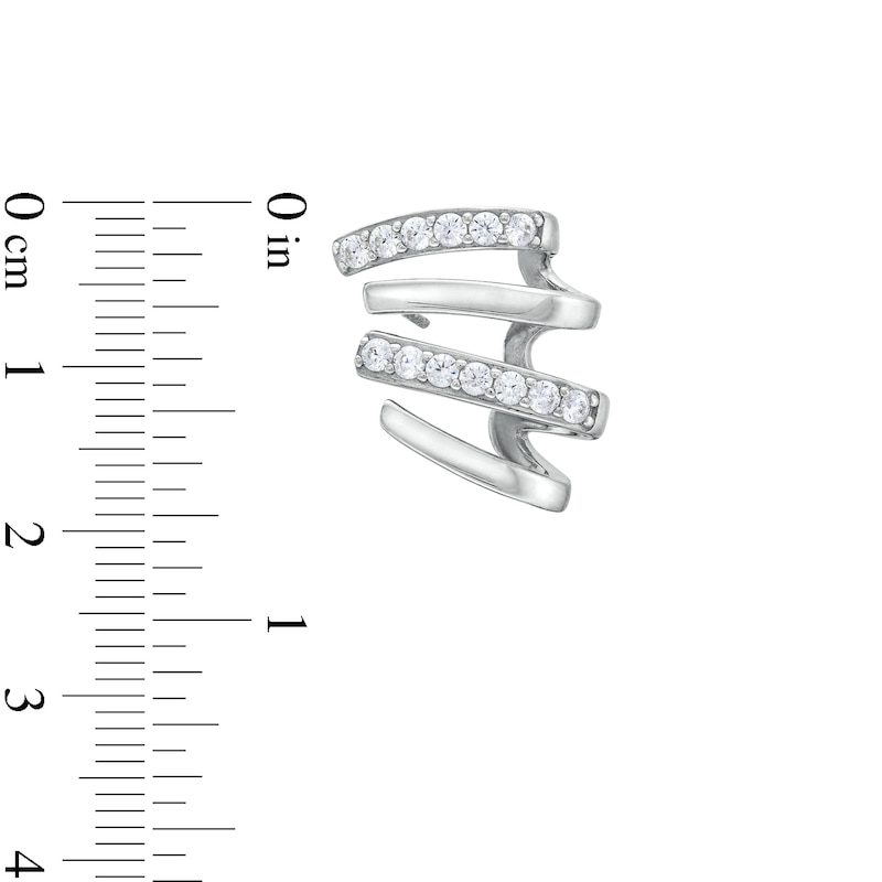 Main Image 2 of ​​​​​​​Sterling Silver CZ Four Row Crawler Studs