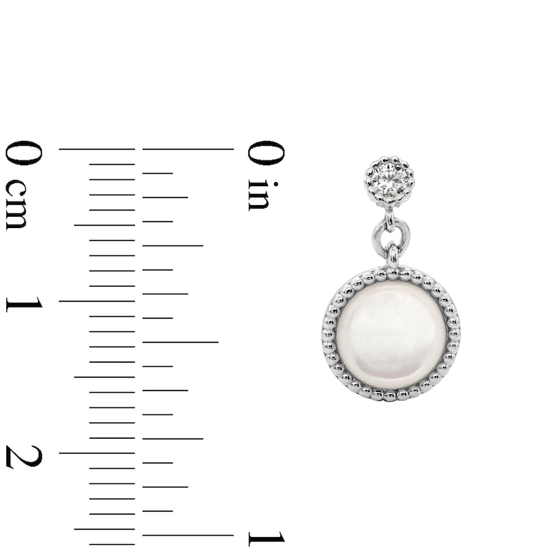 Main Image 3 of Sterling Silver Pearl Shell and CZ Milgrain Drop Studs