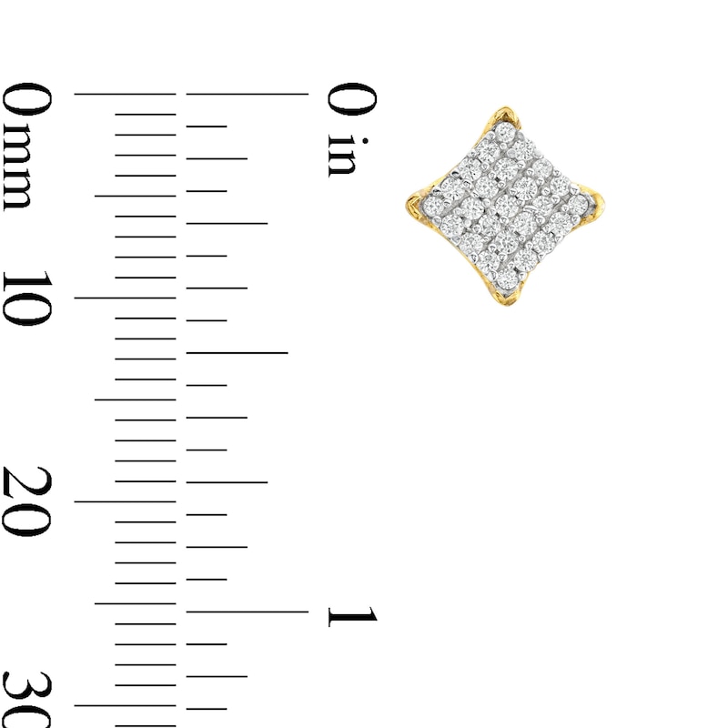 Main Image 4 of 10K Solid Gold 1/10 CT. T.W. Diamond Square Studs