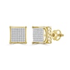 Thumbnail Image 1 of 10K Solid Gold 1/4 CT. T.W. Diamond Large Cuban Chain Square Studs