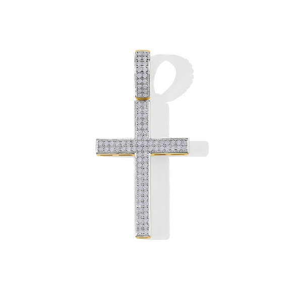 10K Solid Gold 1/4 CT. T.W. Diamond PavÃ© Cross Charm