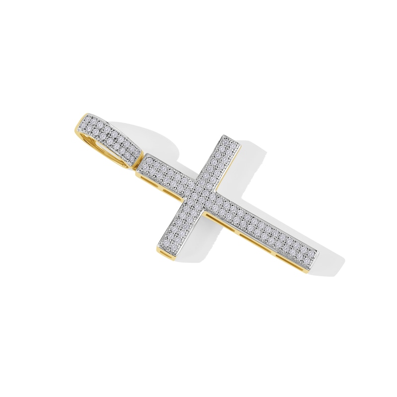 Main Image 2 of 10K Solid Gold 1/4 CT. T.W. Diamond Pavé Cross Charm