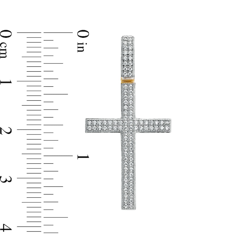 Main Image 4 of 10K Solid Gold 1/4 CT. T.W. Diamond Pavé Cross Charm