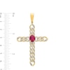 Thumbnail Image 2 of 14K Gold Plated 1/6 CT. T.W. Diamond and Lab-Created Ruby Cross Charm