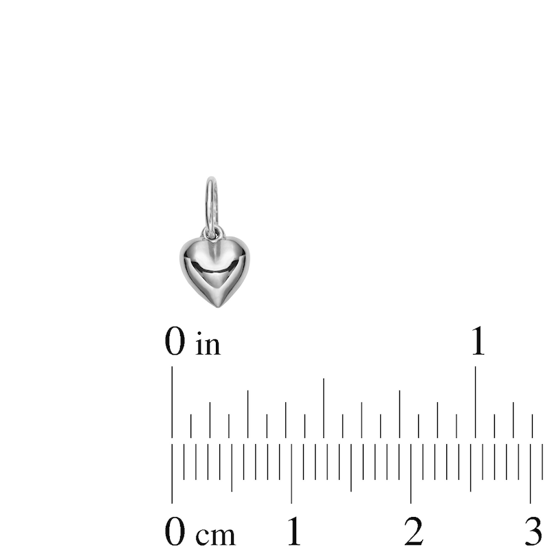 10K Hollow White Gold Dainty Puffy Heart Charm