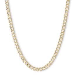 14K Hollow Gold Beveled Curb Chain - 24&quot;