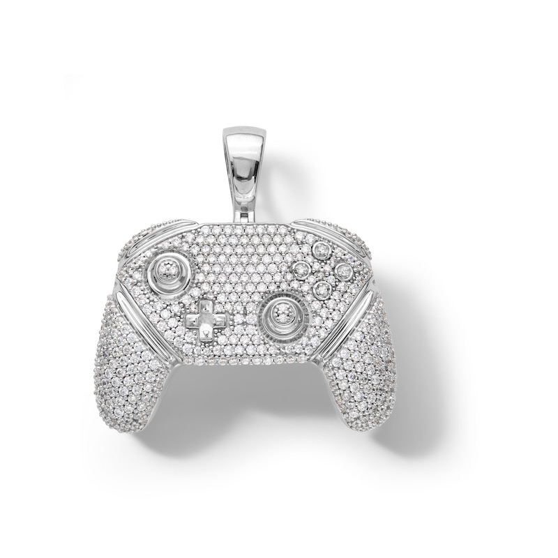 Sterling Silver CZ Game Controller Necklace Charm