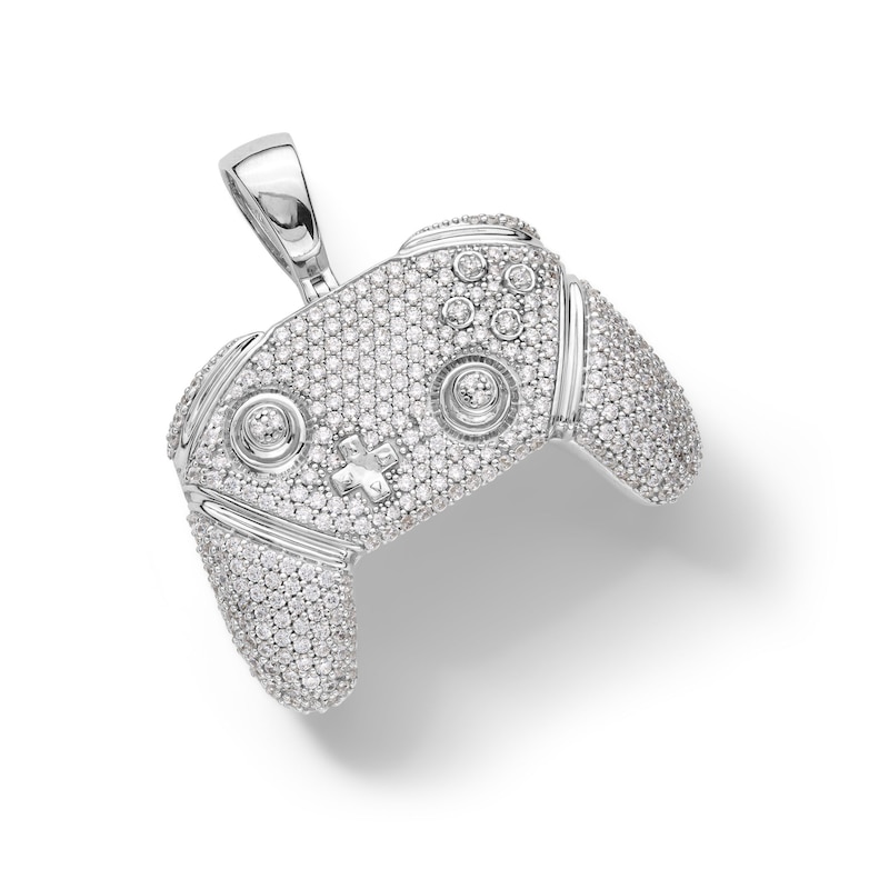 Sterling Silver CZ Game Controller Necklace Charm