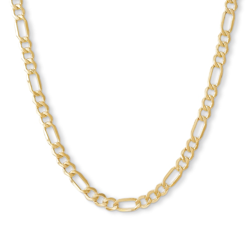 14K Hollow Gold Beveled Figaro Chain - 22"
