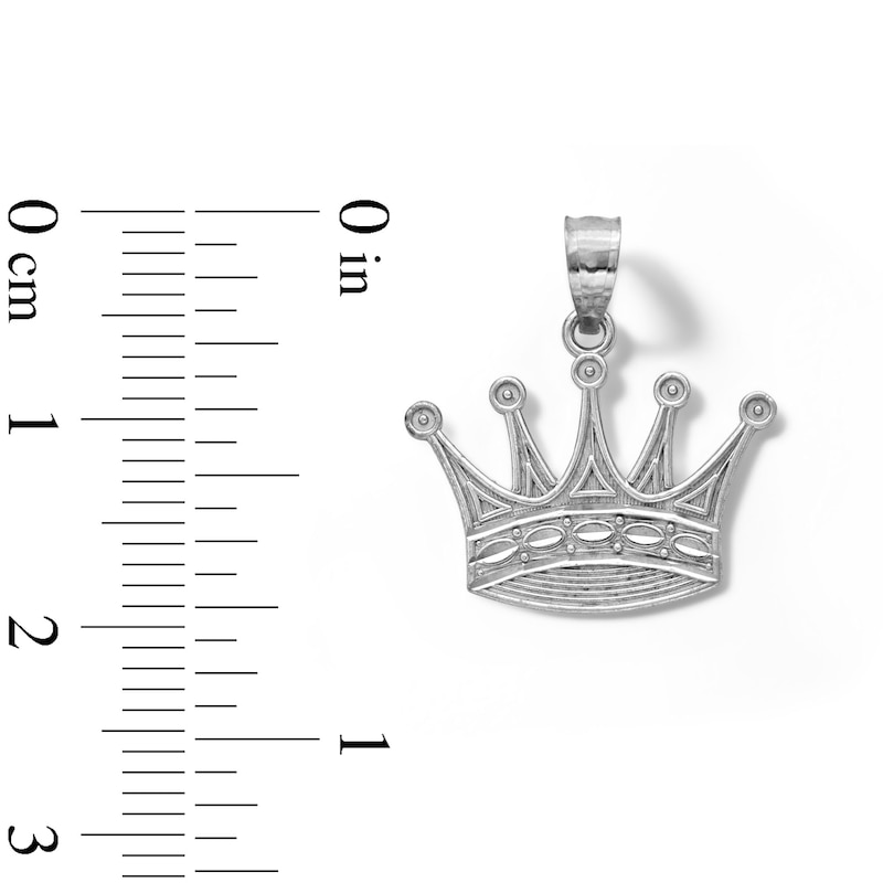 10K Solid White Gold Crown Necklace Charm