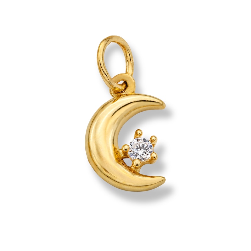 Main Image 1 of 14K Semi-Solid Gold CZ Moon Charm