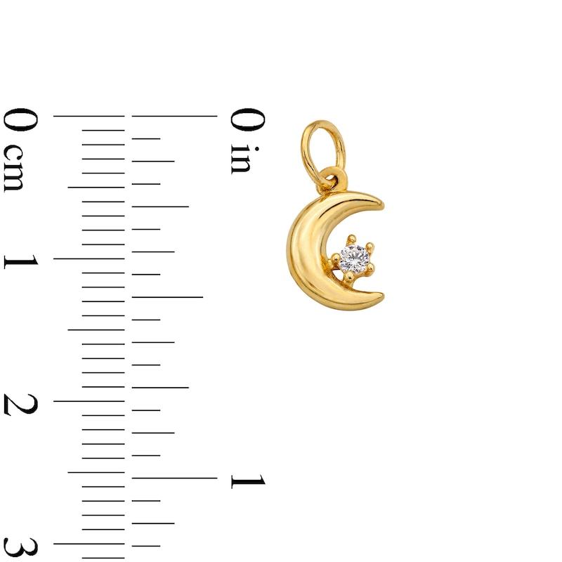 Main Image 3 of 14K Semi-Solid Gold CZ Moon Charm