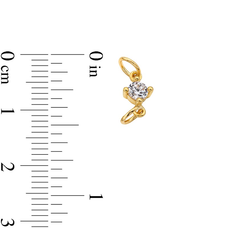 Main Image 3 of 14K Semi-Solid Gold CZ Solitaire Charm