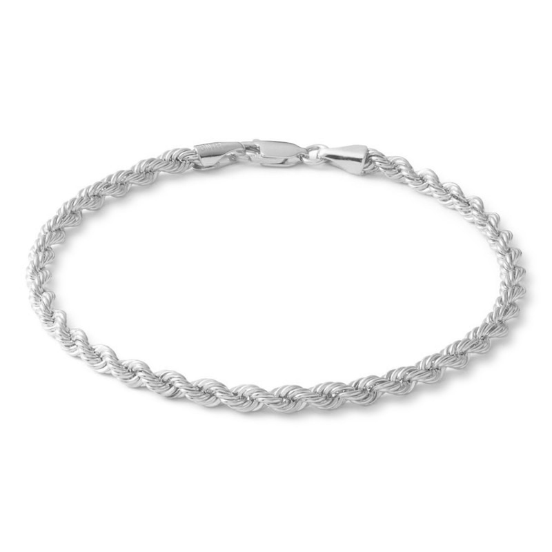 10K Hollow White Gold Rope Chain Bracelet - 7"