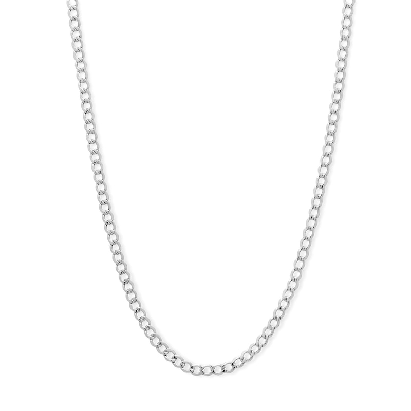 10K Hollow White Gold Beveled Curb Chain - 22"