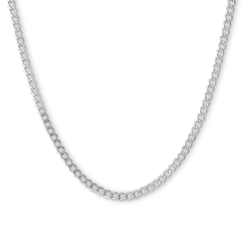 Main Image 1 of 10K Hollow White Gold Curb Chain - 18&quot;