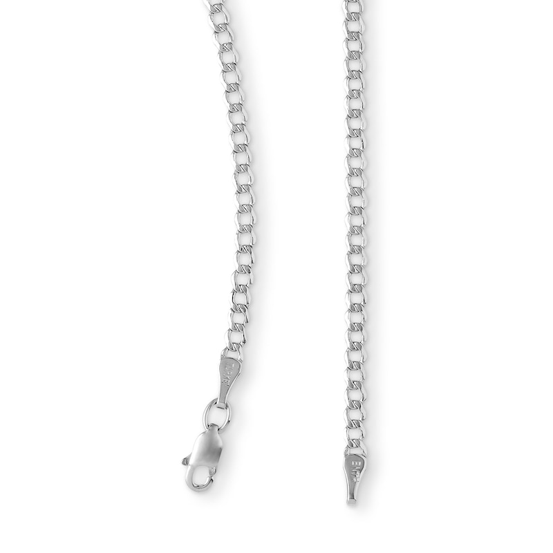 Main Image 2 of 10K Hollow White Gold Curb Chain - 18&quot;