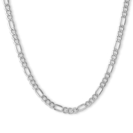 10K Hollow White Gold Beveled Figaro Chain - 18&quot;