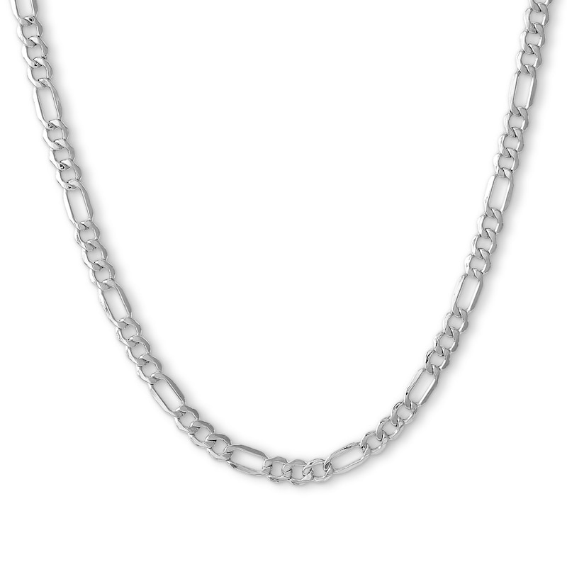 10K Hollow White Gold Beveled Figaro Chain - 18"