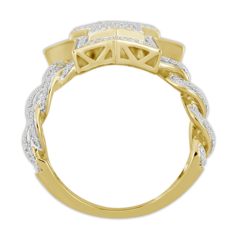 Main Image 2 of 10K Solid Gold 3/4 CT. T.W. Diamond Tiered Star Chain Link Ring