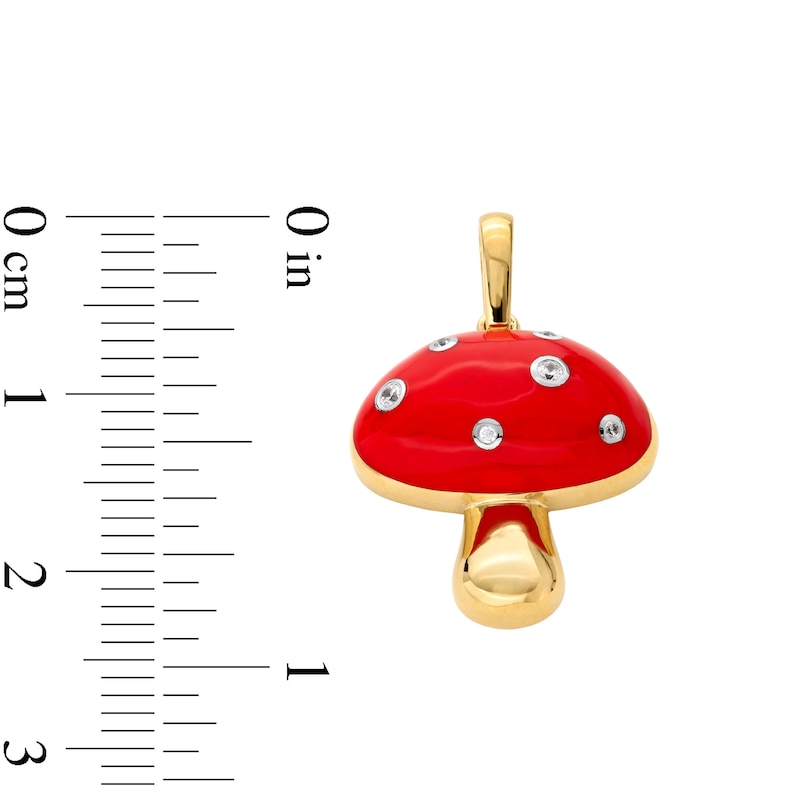 Main Image 4 of 14K Gold Plate 1/20 CT. T.W. Diamond Red Ceramic Mushroom Charm