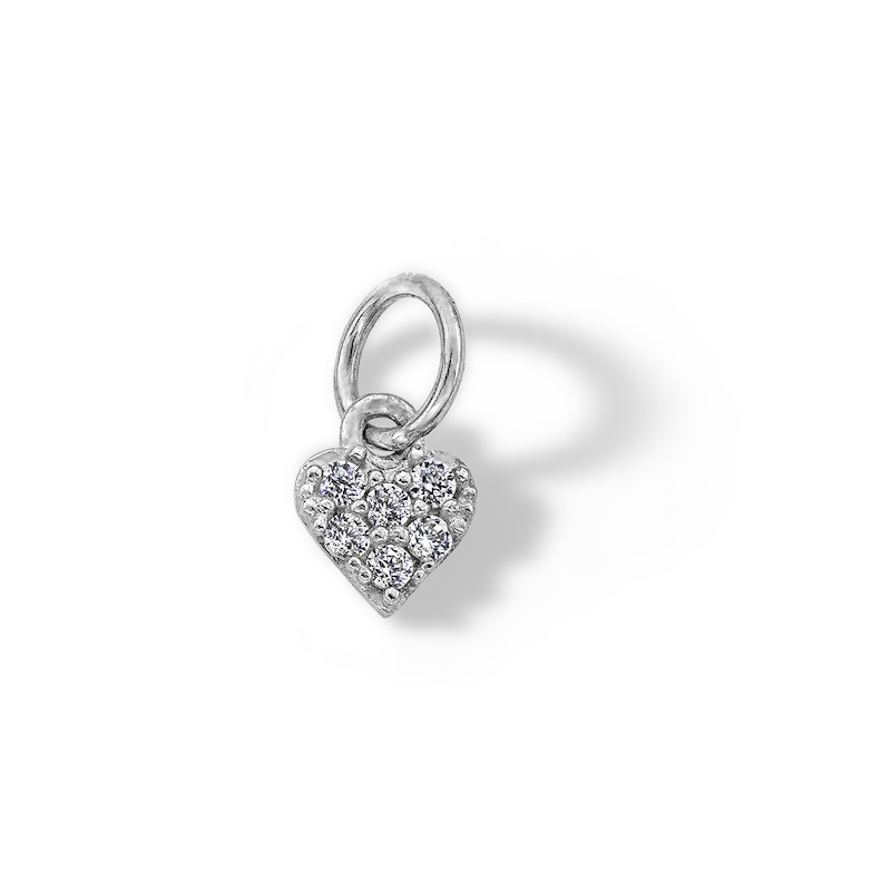 14K Semi-Solid White Gold CZ Heart Charm