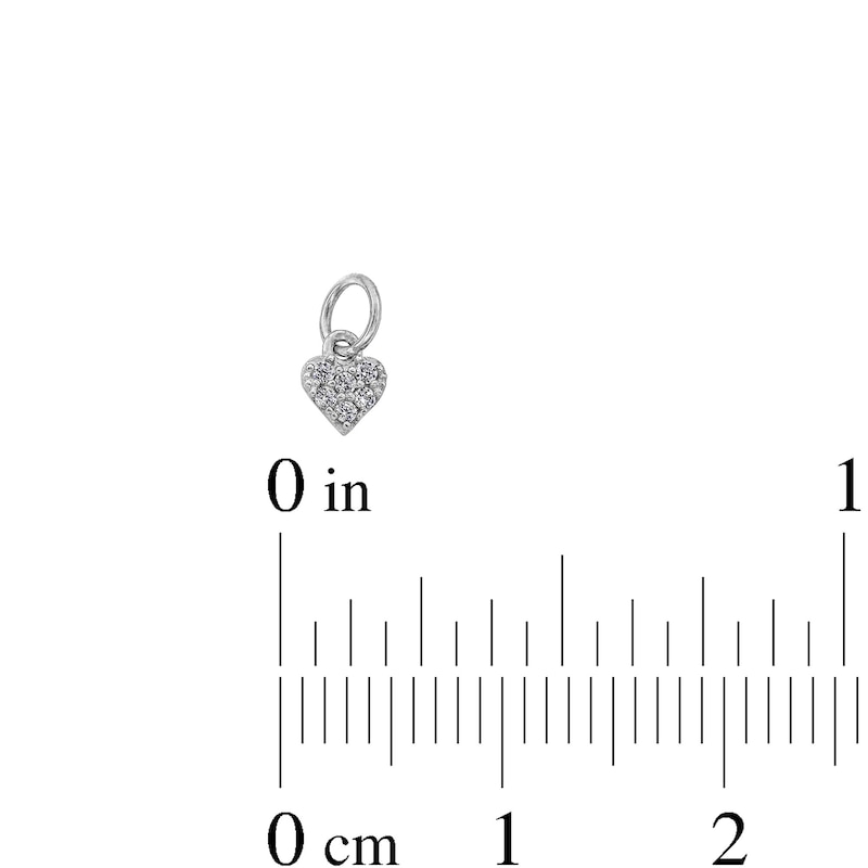 14K Semi-Solid White Gold CZ Heart Charm