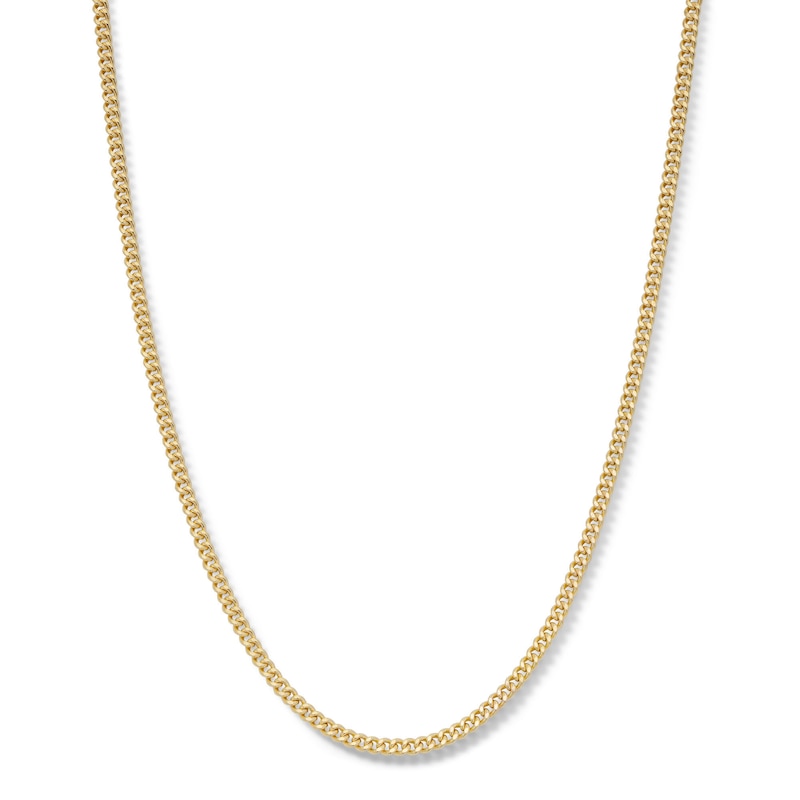 Main Image 1 of 14K Hollow Gold Diamond-Cut Curb Chain - 22&quot;