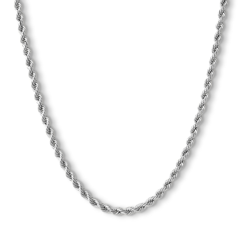 10K Hollow White Gold Rope Chain - 24"