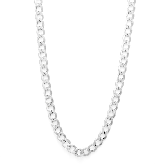 10K Semi-Solid White Gold Diamond-Cut Cuban Curb Chain - 22"