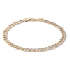 Thumbnail Image 1 of 14K Semi-Solid Gold Diamond-Cut Cuban Curb Two-Tone Chain Bracelet - 8.5&quot;