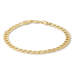 14K Hollow Gold Beveled Curb Chain Bracelet - 7.5&quot;