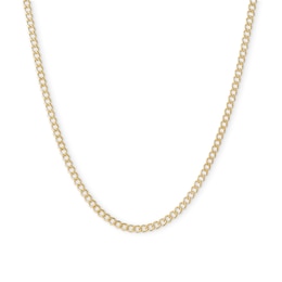 14K Hollow Gold Beveled Curb Chain Necklace - 24&quot;