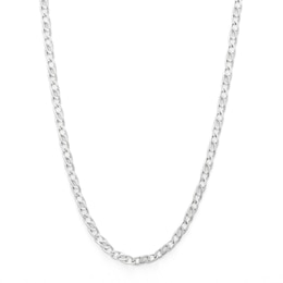 10K Hollow White Gold Diamond-Cut Birdseye Curb Chain - 18&quot;