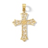 Thumbnail Image 1 of 14K Solid Gold Diamond-Cut Swirl Cross Charm