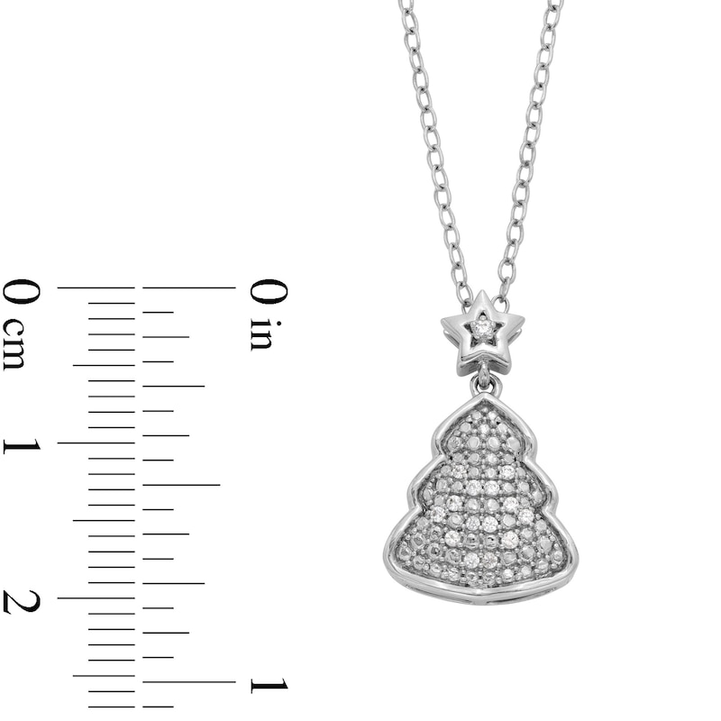 Main Image 3 of Sterling Silver 1/20 CT. T.W. Diamond Christmas Tree Pendant -18&quot;