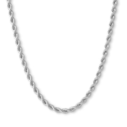 10K Hollow White Gold Rope Chain - 20&quot;