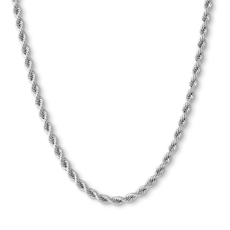 Main Image 1 of 10K Hollow White Gold Rope Chain - 20&quot;