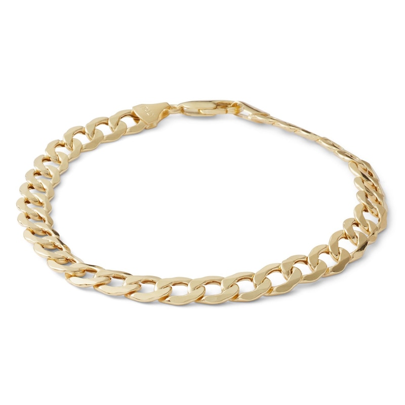 14K Hollow Gold Curb Chain Bracelet - 8.5