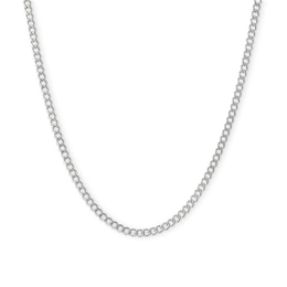 10K Hollow White Gold Beveled Curb Chain - 24&quot;