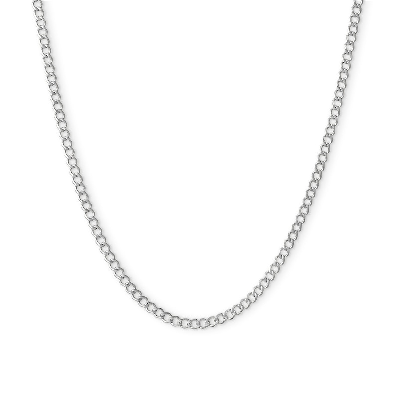 10K Hollow White Gold Beveled Curb Chain - 24"