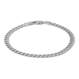 10K Semi-Solid White Gold Miami Curb Chain Bracelet - 7.5&quot;