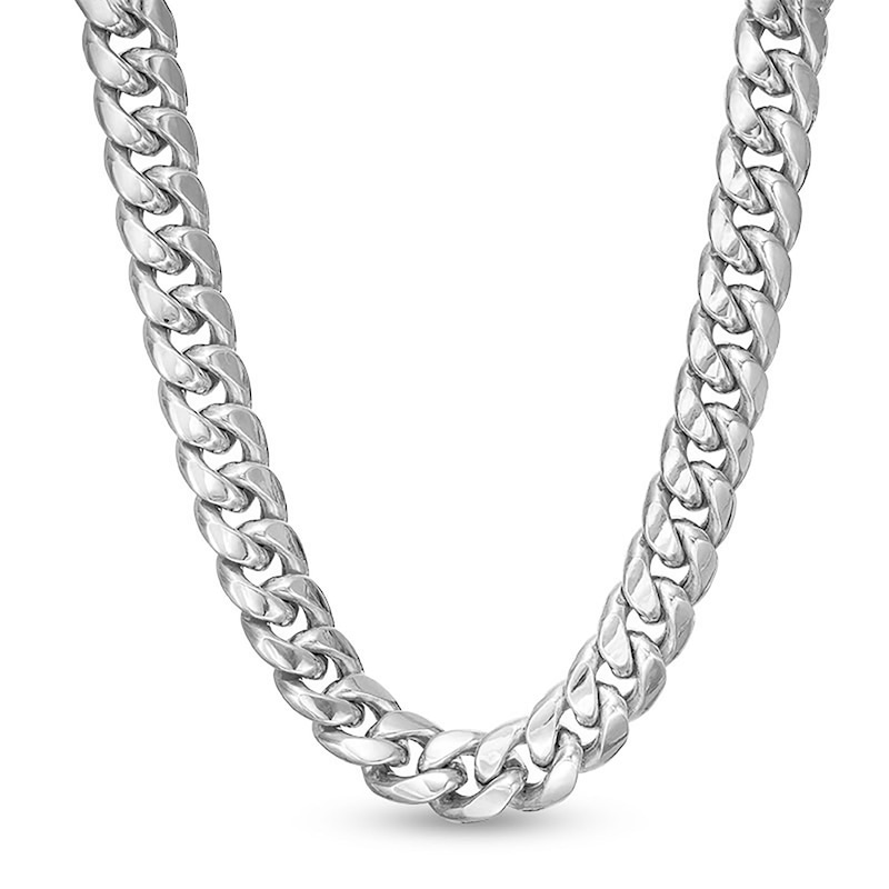 10K Semi-Solid White Gold Cuban Chain - 22"