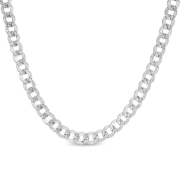 10K Semi-Solid White Gold Diamond-Cut Curb Chain - 20&quot;